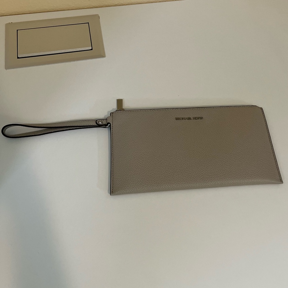 Michael Kors clutch brand new with tags beige clutch wallet purse with strap